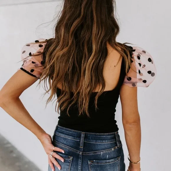 MINNIE RUCHED PUFF SLEEVE BODYSUIT - Picture 3 of 4